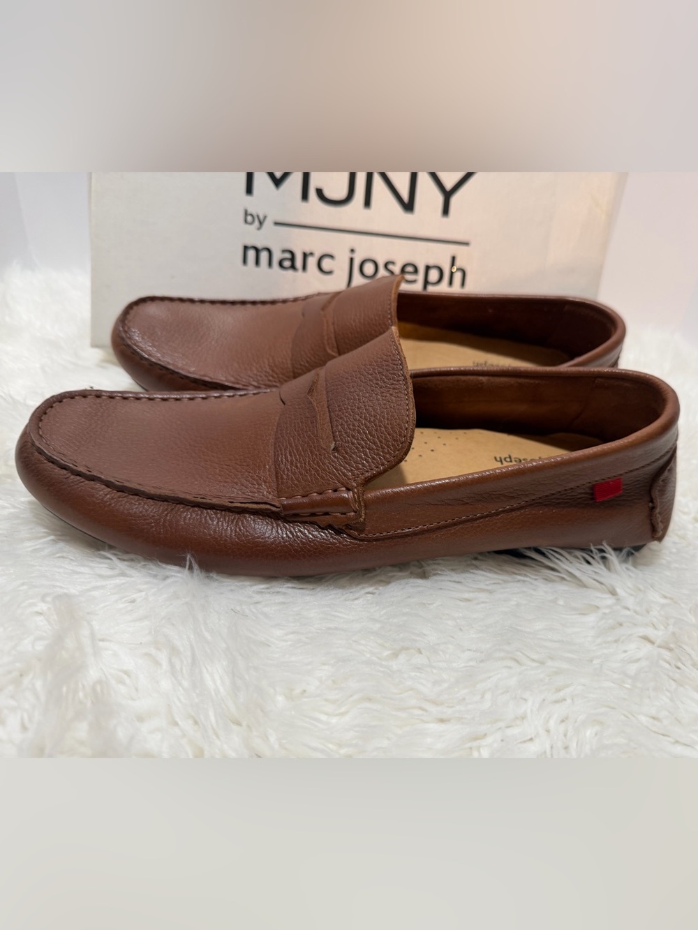 Marc Joseph Monaco Cognac Grainy 9.5 Brown leather loafers NEW